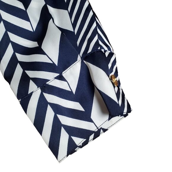 Michael Kors Womens Black White Long‎ Sleeve Classy Button Up Shirt Top Size S - Picture 9 of 9